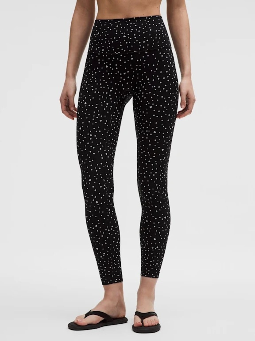Lululemon Size 12 Align No Line HR 25” Leggings in Black & White Heart Dot